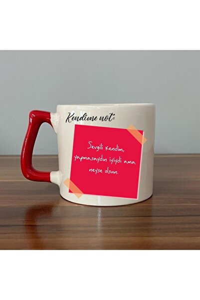 Kırtasiye Ofisi عزيزي كنت جيدًا عندما لم تفعل ذلك بنفسك - كوب D بمقبض أحمر مطبوع