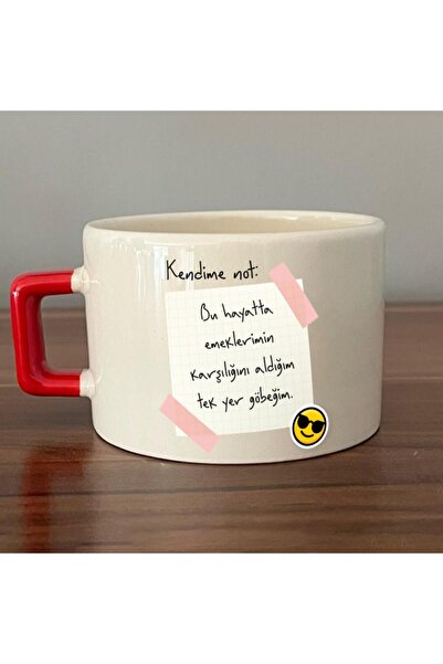 Kırtasiye Ofisi ملاحظة لنفسي: كوب C ذو مقبض أحمر مطبوع عليه مآخذ عملي في هذه ...