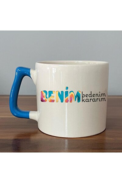 Kırtasiye Ofisi كوب My Body، My Decision مطبوع عليه مقبض أزرق لعيد المرأة