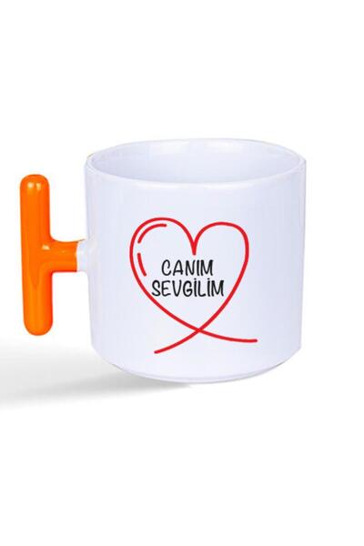 Kırtasiye Ofisi كوب برتقالي مطبوع عليه My Dear Lover بمقبض