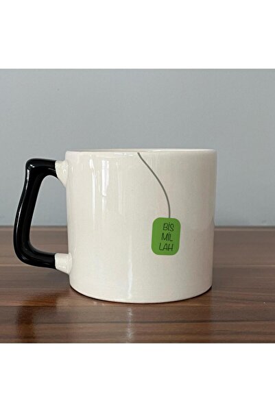 Kırtasiye Ofisi Bismillah Yeşil-Siyah Baskılı Siyah Kulplu D Kupa