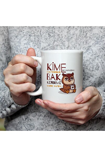 Kırtasiye Ofisi Kime Ne Yaptıysam Hakettiğinden Baskılı Beyaz Kupa