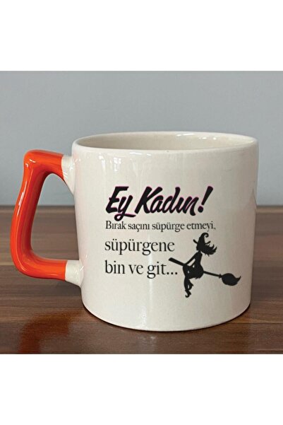 Kırtasiye Ofisi يا امرأة!كوب D مطبوع عليه مقبض برتقالي لعيد المرأة