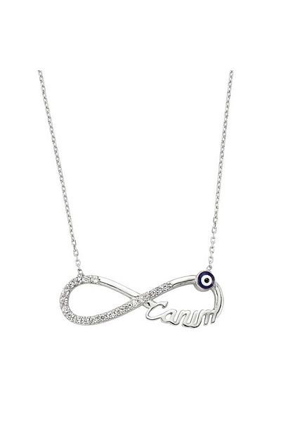 DEDE ÜNAL Adipa Ta 925 Sterling Silver Evil Eye Infinity Dear Women's Silver Necklace