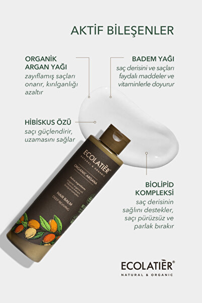 ECOLATIER Yoğun Canlandırıcı Saç Şampuanı Ve Saç Bakım Kremi 2'li Set Organik Argana Nemlendirici Yumuşatıcı