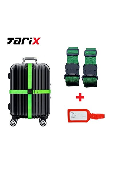 Tarix 2 Adet Yeşil Valiz Kemeri 1 Adet Kırmızı Valiz Etiketi