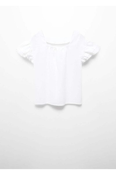 MANGO Kids Μπλούζα από λινό και κρόσινη ανάμειξη