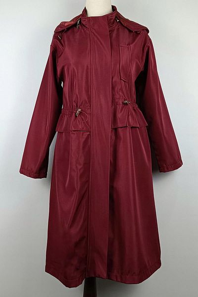 duay butik Hooded Trench Coat Claret Red K274
