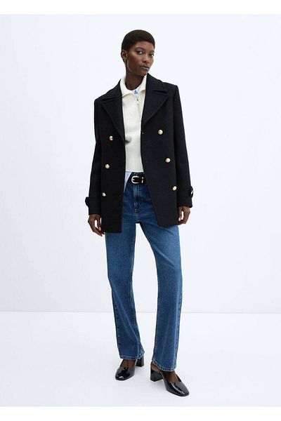 MANGO Woman Jewel button wool coat