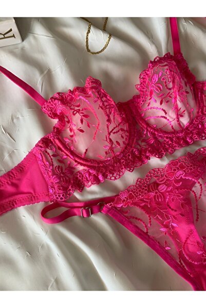 ROZENİN LINGERIE Set de sutien cu broderie fără cupă cu sârmă florală