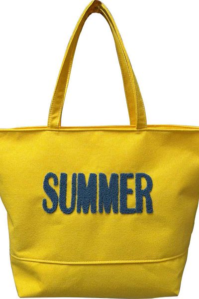 C&City C10002 Modell Bestickte Zitronenmuster Stilvolle Strandtasche