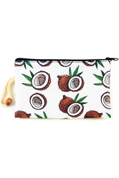 BYBAG Τσάντα μακιγιάζ με φερμουάρ μεσαίου μεγέθους 12cm X 20cm με σχέδιο καρύδας