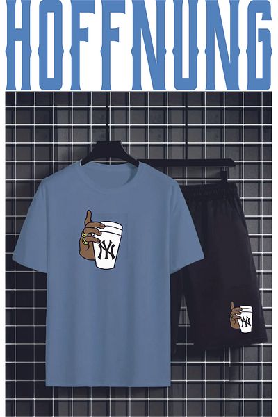 HOFFNUNG Full Shorts Oversize Tshirt My Cup Printed Combed Cotton Shorts Summer Set