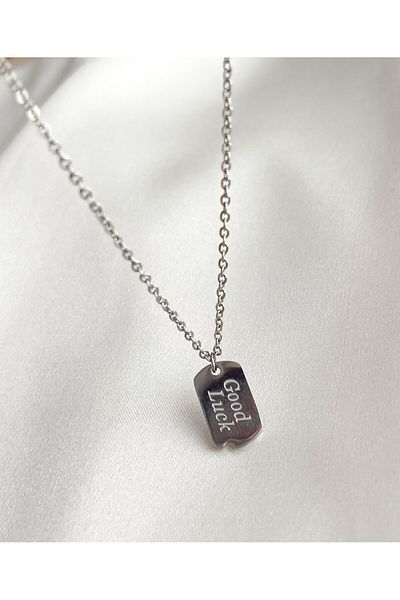 SWORDS CONCEPT Unisex Steel Silver - Good Luck Written Necklace