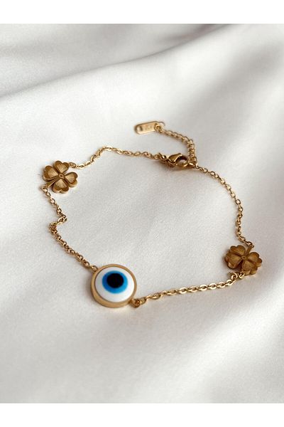 SWORDS CONCEPT Eye Gold Bracelet - Steel Clover Detail