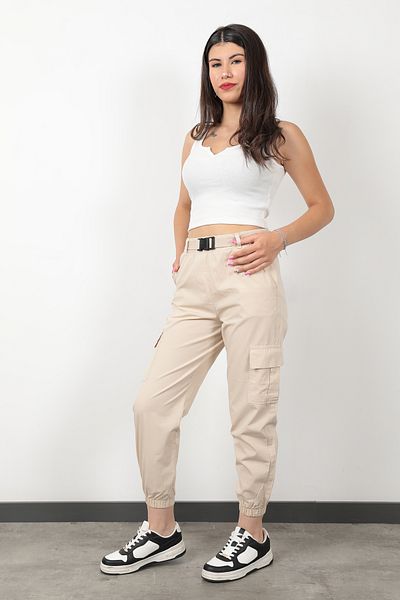 GİYSA Women's Cargo Pocket Elastic Trousers