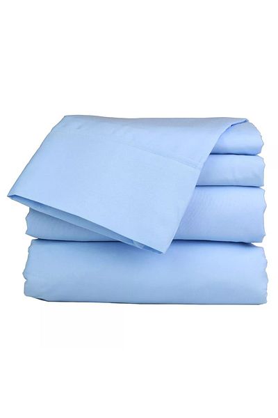 Soft Colours Blue Single Flat Elasticless Bed Sheet - 160x240 Cm Hotel Bed Sheet