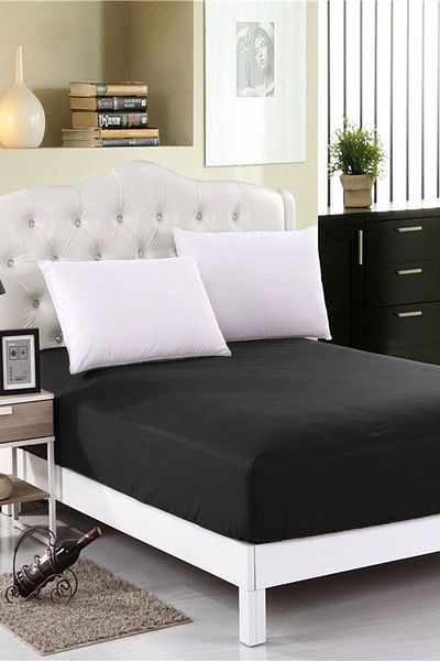 Eponj Home Black Double Fresh Color Plain - Stk Elastic Sheet