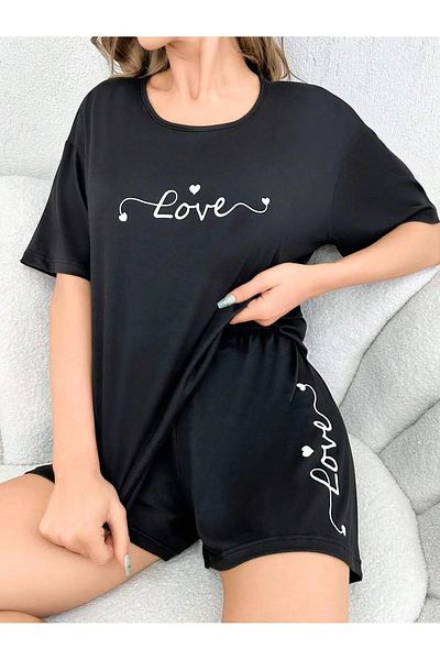 DAXİS Sportwear Company Γυναικείες αθλητικές φόρμες Love Printed - Σετ σορτς και μπλουζάκια