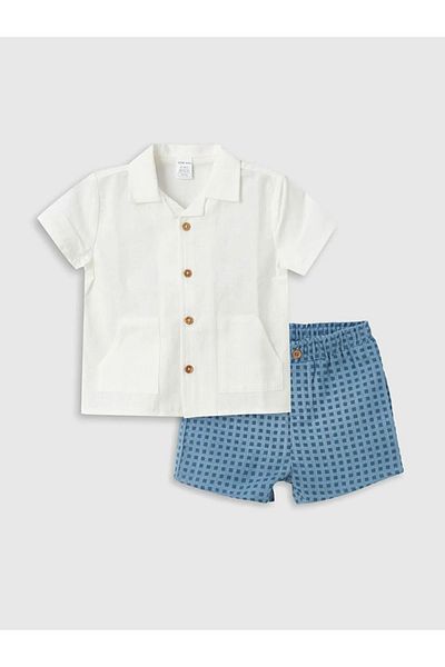 LC Waikiki LCW baby Short Sleeve Baby Boy Shirt and Shorts 2 Pieces Set