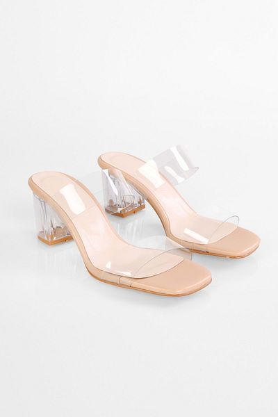 Shoeberry Ten Rake Damen-Slipper mit Absatz - Transparentes Band