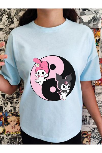 MECH BUTİK Tricou colorat cu model Mymelody&Kuromi YinYang