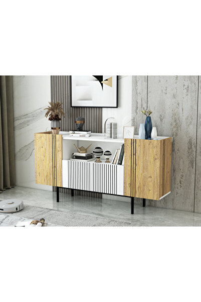 ADNAN AHŞAP ESSEN 160 CM KONSOL BEYAZ / ATLANTİK ÇAM