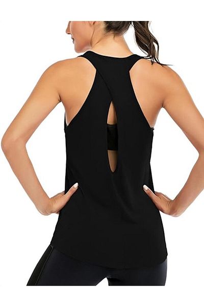 GHASSY CO. Ghassy Co. Women's Training and Yoga Sports Tank Top - Cross Backless, Tank Tops 1782