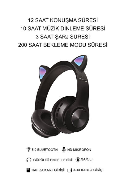 EgeOnline Kablosuz Bluetooth Kulaküstü Kulaklık Mikrofonlu Led Işıklı Şarjlı