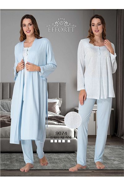 effort Set de 3 pijamale de maternitate pentru maternitate, care include cămașă de noapte și rochie de lux