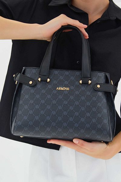 Armine Women's Dotted 172 Strap Navy Blue Shoulder Bag