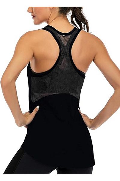 GHASSY CO. Ghassy Co. Women's Racerback Back Open Semi Mesh Training Yoga Running Sports Athlete Tank Tops 1780