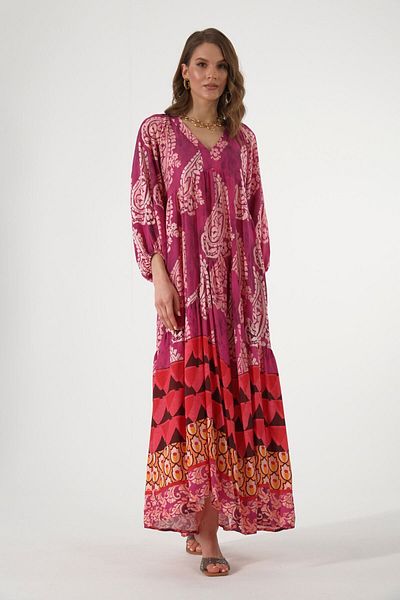ABBRA Women's Çisem Model Maxi 100% Cotton Summer Dress
