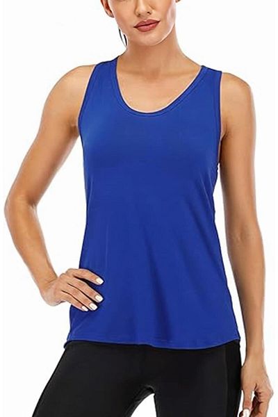 GHASSY CO. Ghassy Co. المرأة Racerback عارية الذراعين شبه شبكة التدريب اليوغا الجري اللياقة البدنية القميص تانك القمم 1780