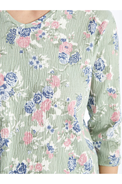 LC Waikiki Dámská halenka s květinovým vzorem a výstřihem do V