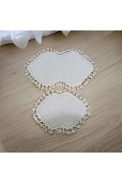 ALTUN CARPET Σετ 2 βελούδινα πομπόν με κρόσσια πατάκια μπάνιου - 40x50+50x80