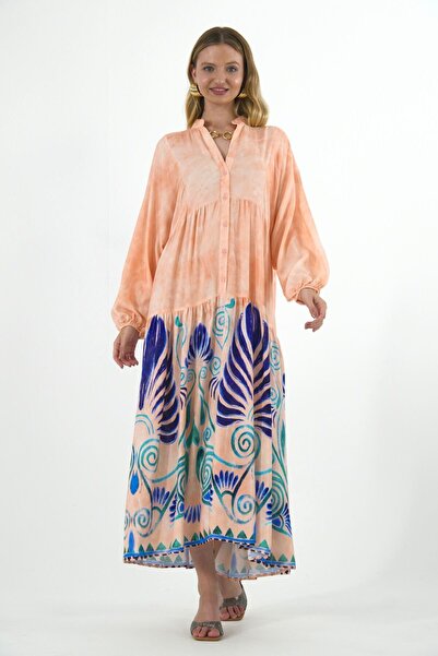 ABBRA Women's Magnolia Model 100% Viscose Summer Dress