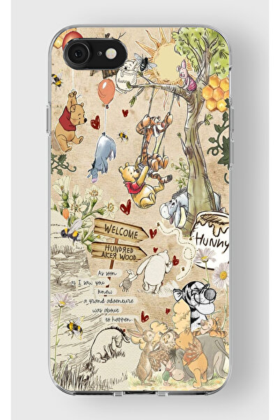 moonset Iphone 7 / 8 / SE Uyumlu Winnie The Pooh Kolaj Tasarımlı Baskılı Şeff...