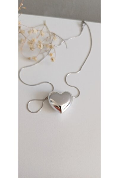 Feride قلادة نسائية مضادة للحساسية مقاس 45 سم - نمط قلب VIP Bombé من الفولاذ،...