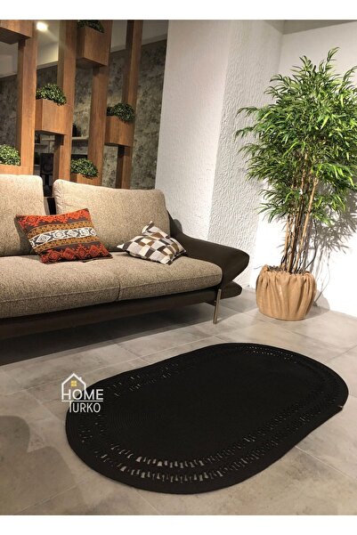 HomeTurko Hasır, Kilim, Paspas, Jüt Yolluk, Siyah Desenli, Kolidor, Balkon, M...