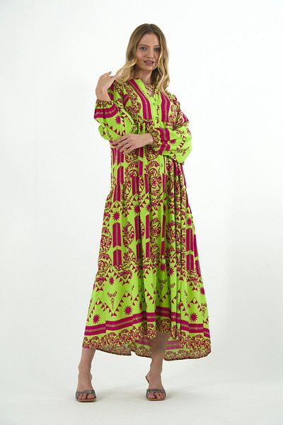 ABBRA Sommerkleid für Damen, Modell Katleya, 100 % Baumwolle