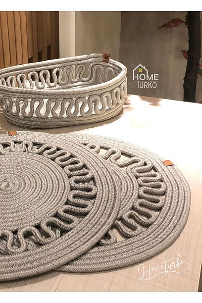HomeTurko Natural, Jute, Wicker, Plate, Basket, Bread Basket, American Service Set, 2 Plates, 1 Basket