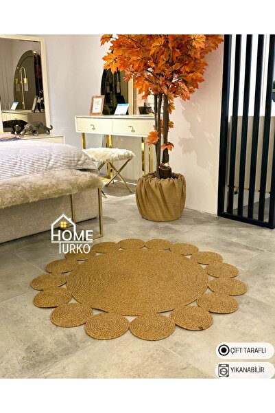 HomeTurko Yıkanabillir, Çift Taraflı, Papatya Desenli, Bohem Tarzı Hasır / Jü...