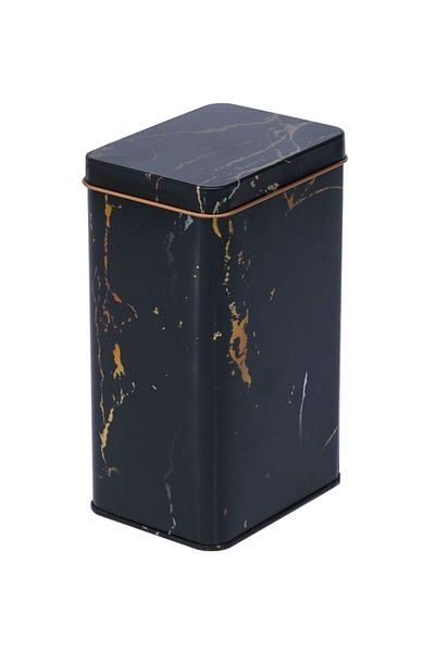 EVLE Ef045-50 Marble Black Patterned Rectangular Metal Storage Container 8x10 Cm