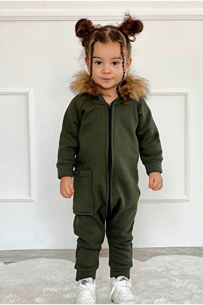 bohemiankids Unisex Çocuk Tulumu Kürk Kapşonlu