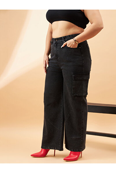 Sassafras By Styli Plus Acid Wash Side Pocket Detail Straight Jeans