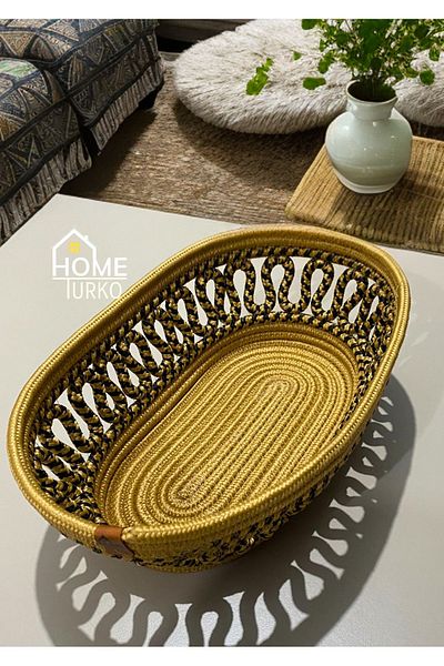 HomeTurko Кошница за хляб с шарка от юта - шкаф, детска стая, органайзер, кошница за съхранение