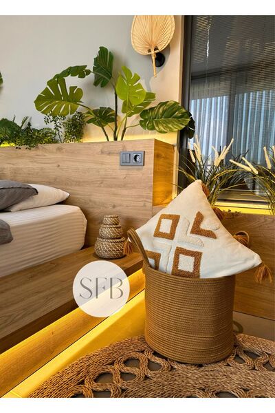 HomeTurko Καλάθι από γιούτα - Παιχνίδι και δώρο οικιακά είδη με χερούλια, βρώ...