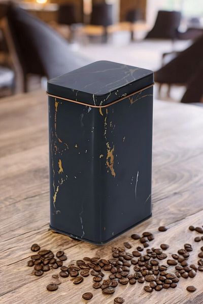 EVLE Ef045-50 Marble Black Patterned Rectangular Metal Storage Container 8x10 Cm
