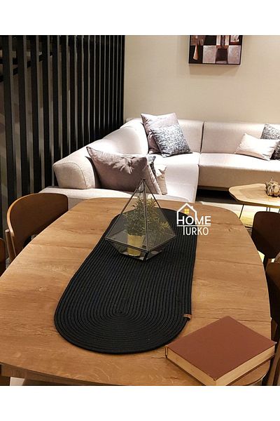 HomeTurko Iuta naturală modernă, cu modele, răchită, pat de loc, masă, cârpă pentru masă de cafea. 35x100
